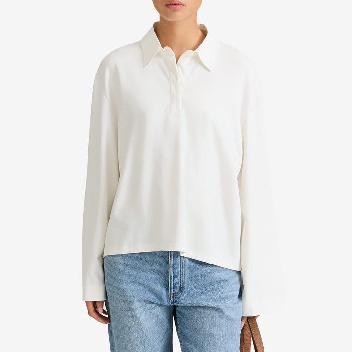 Stylein Janelle Top – creamfärgad oversize topp i viskosblandning med krage