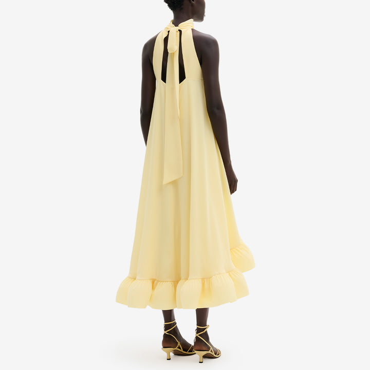 Sabrina Halterneck Ruffled Midi Dress