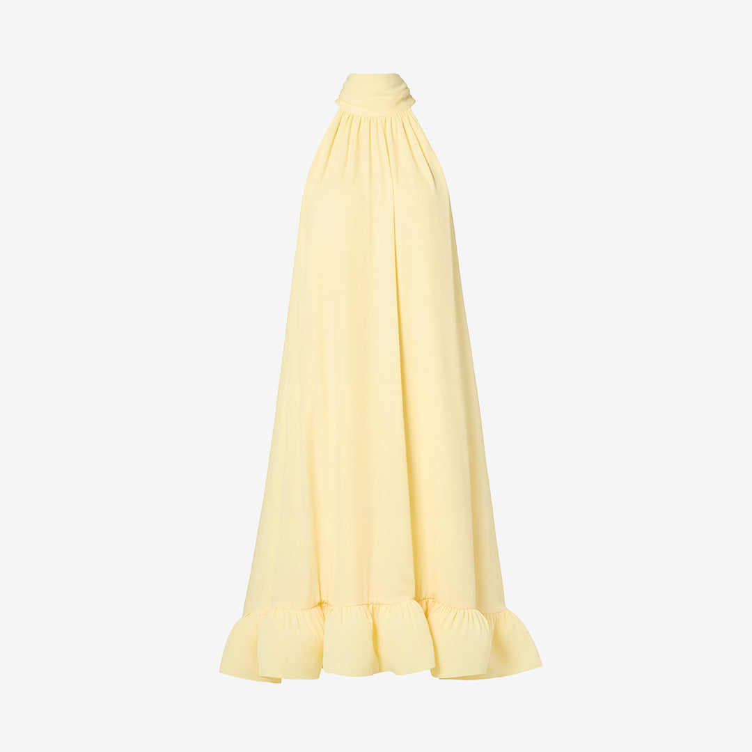 Sabrina Halterneck Ruffled Midi Dress