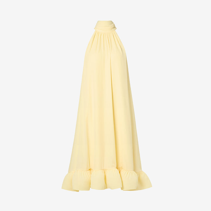 Sabrina Halterneck Ruffled Midi Dress