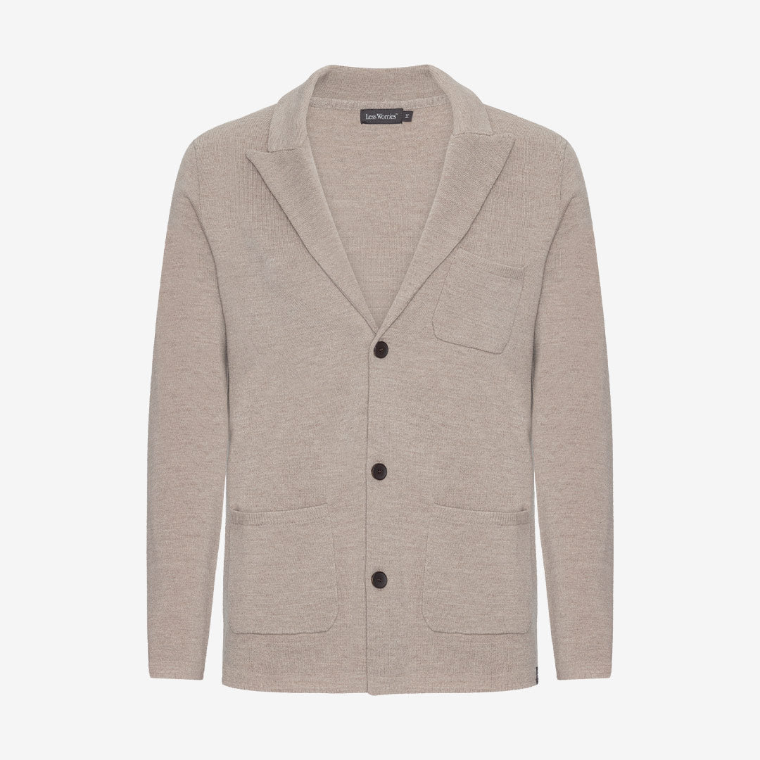 Less Worries Knitted Milano Blazer sand stickad kavaj herr