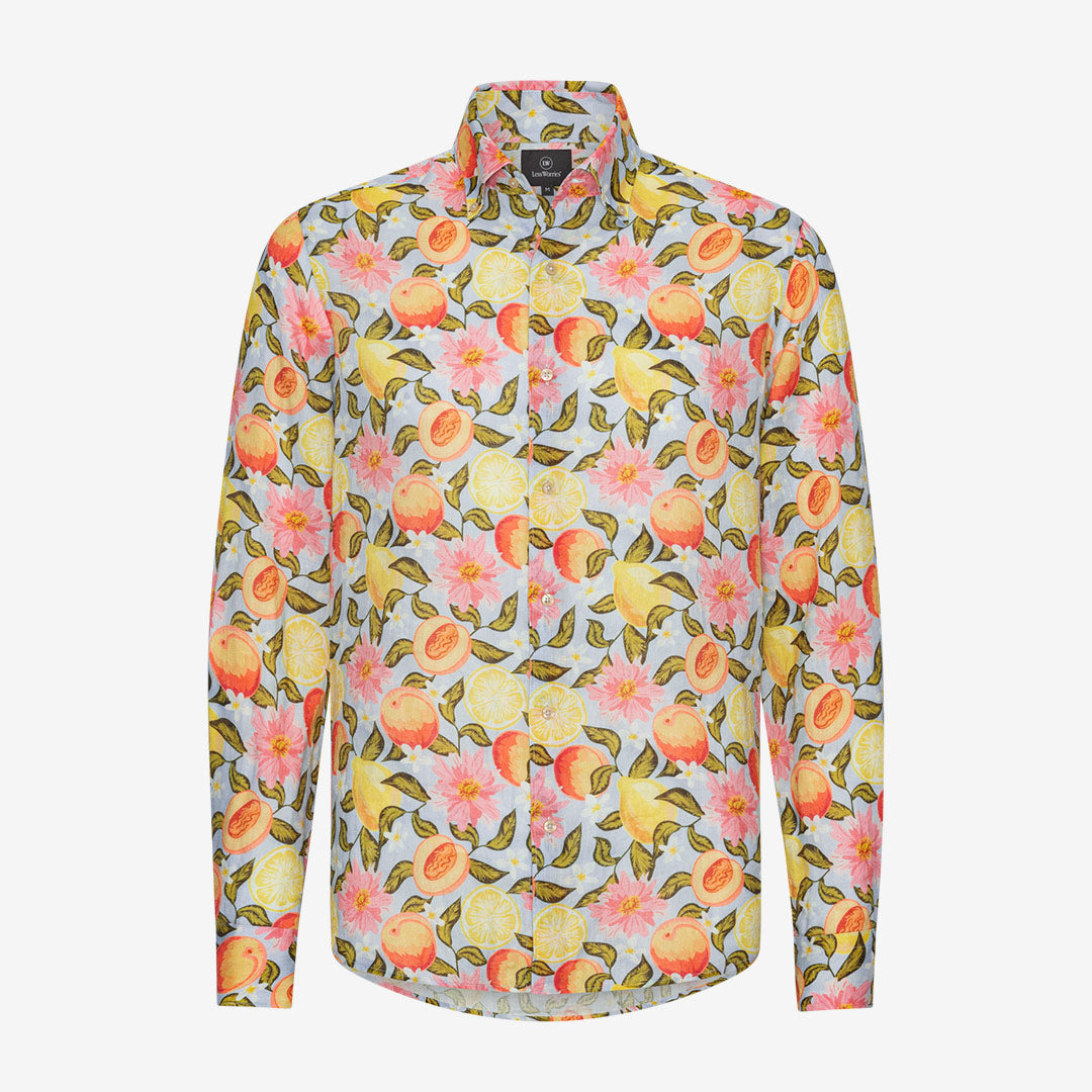 Less Worries Linen Shirt limoncello print mönstrad linneskjorta herr