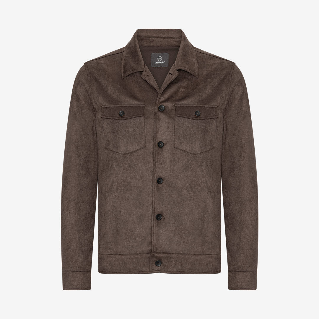 Less Worries Suede Touch Overshirt chocolate mocka overshirt herr