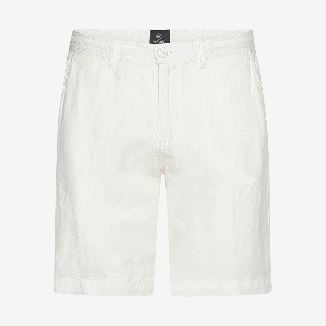 Less Worries Off White Linen Mix Shorts herr i linneblandning