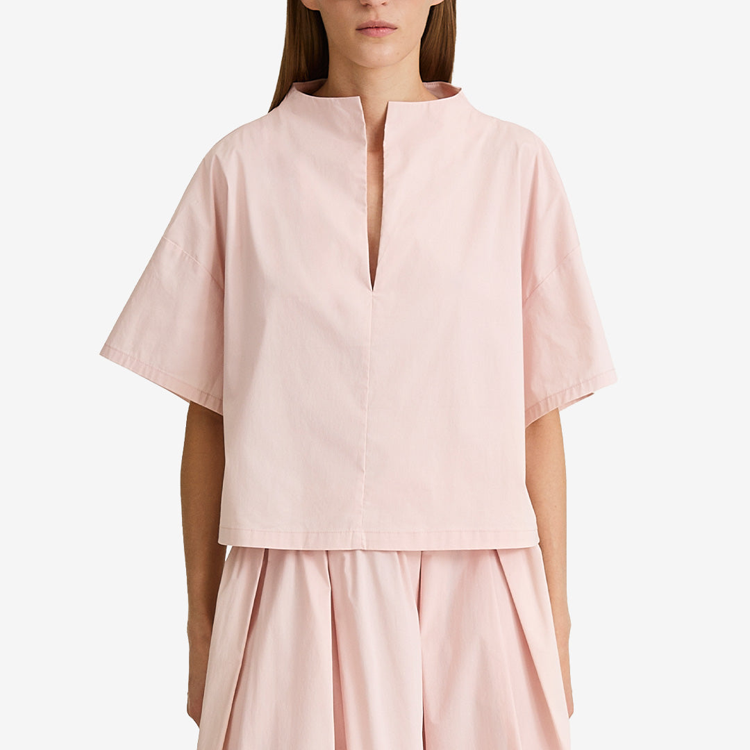 Stylein Joelle blus dam off pink med V-ringning och vid passform