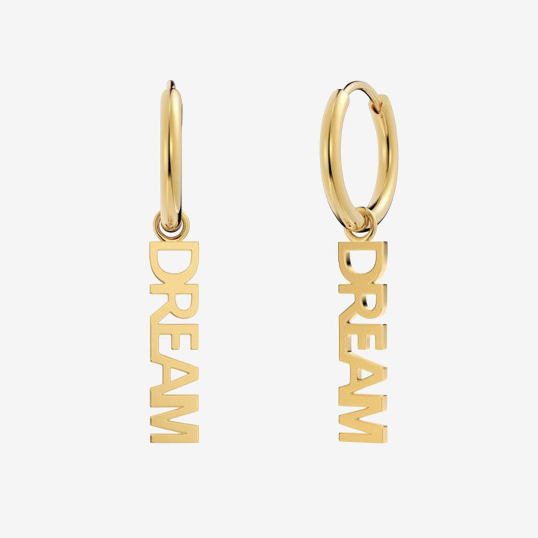 Edblad Dream Hoops Gold örhängen i rostfritt stål med utskuren text