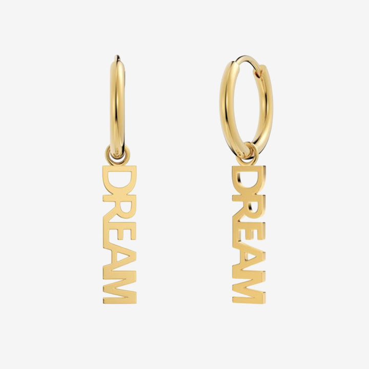 Edblad Dream Hoops Gold örhängen i rostfritt stål med utskuren text