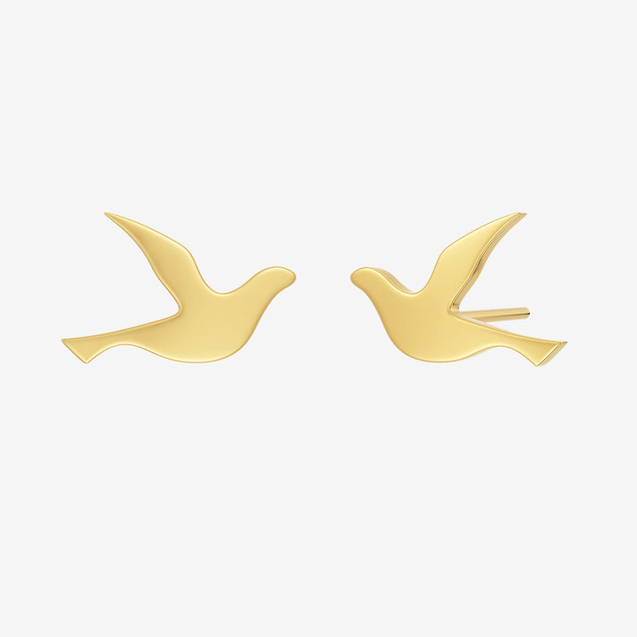 Dove studs örhängen i blank 14K guldplätering med liten duva