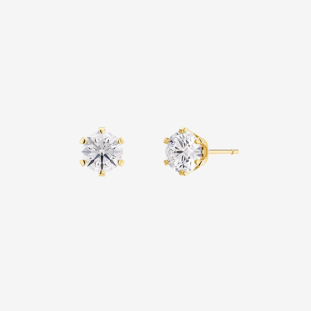 Crown studs örhängen i 14K guldplätering med klar zirkoniasten