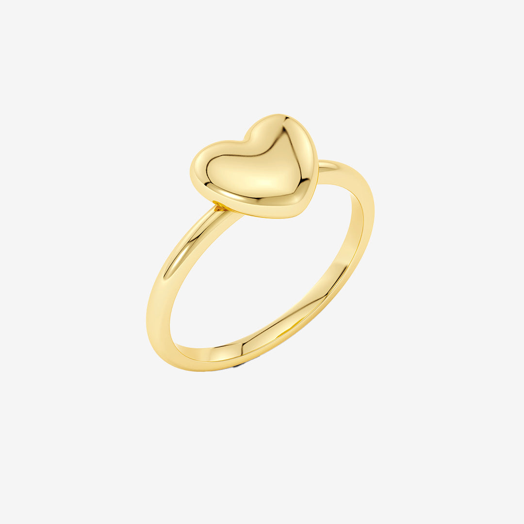 Barley ring i blank 14K guldplätering med hjärtformad design och rundad skena