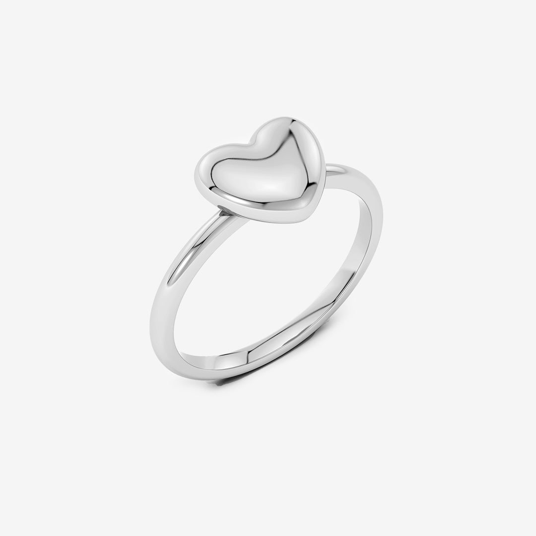 Barley ring i blankt rostfritt stål med hjärtformad detalj och rundad skena