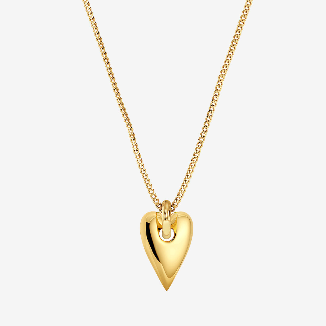 Amore halsband i blank 14K guldplätering med hjärta och modernt fäste