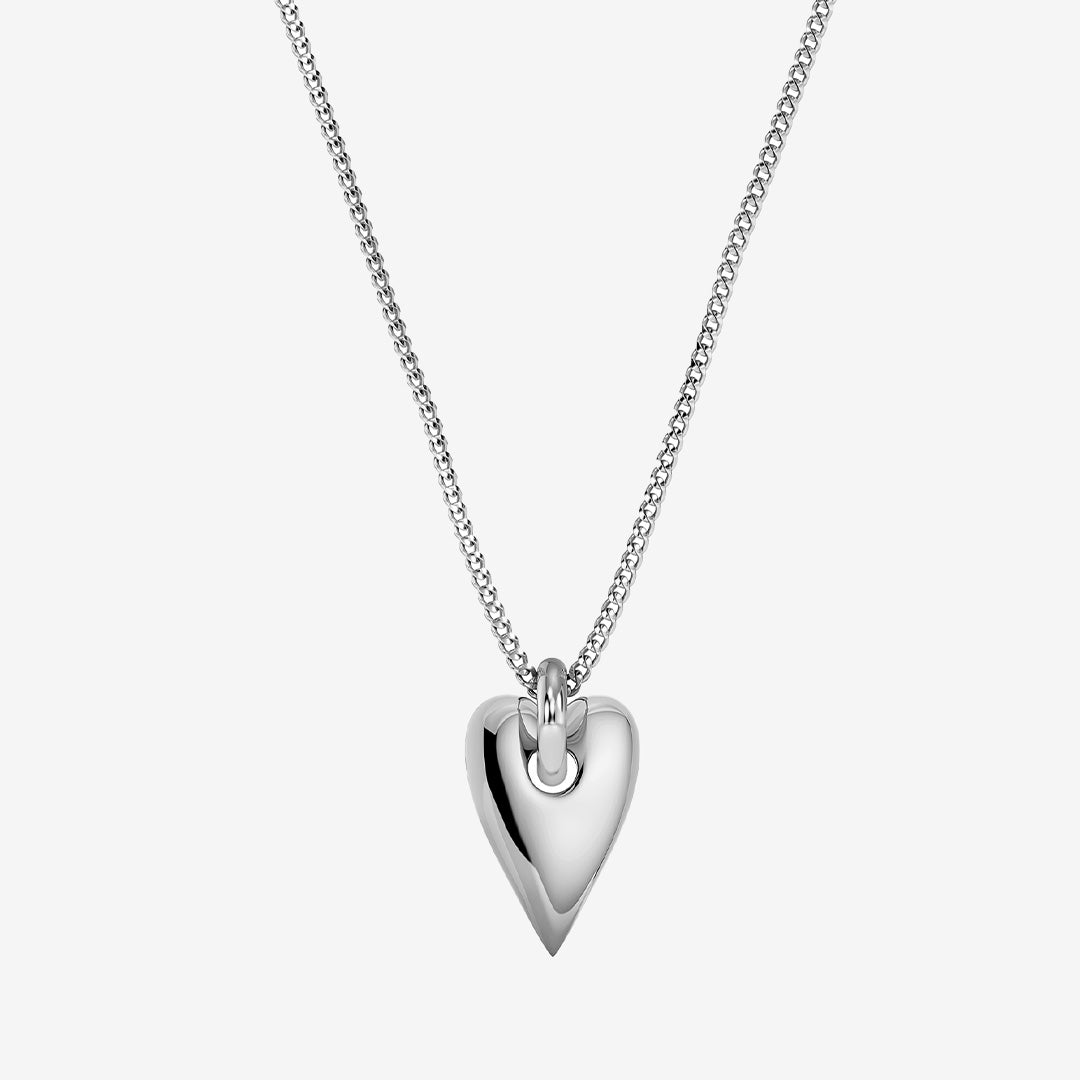 Amore halsband i blankt rostfritt stål med hjärta och modernt fäste