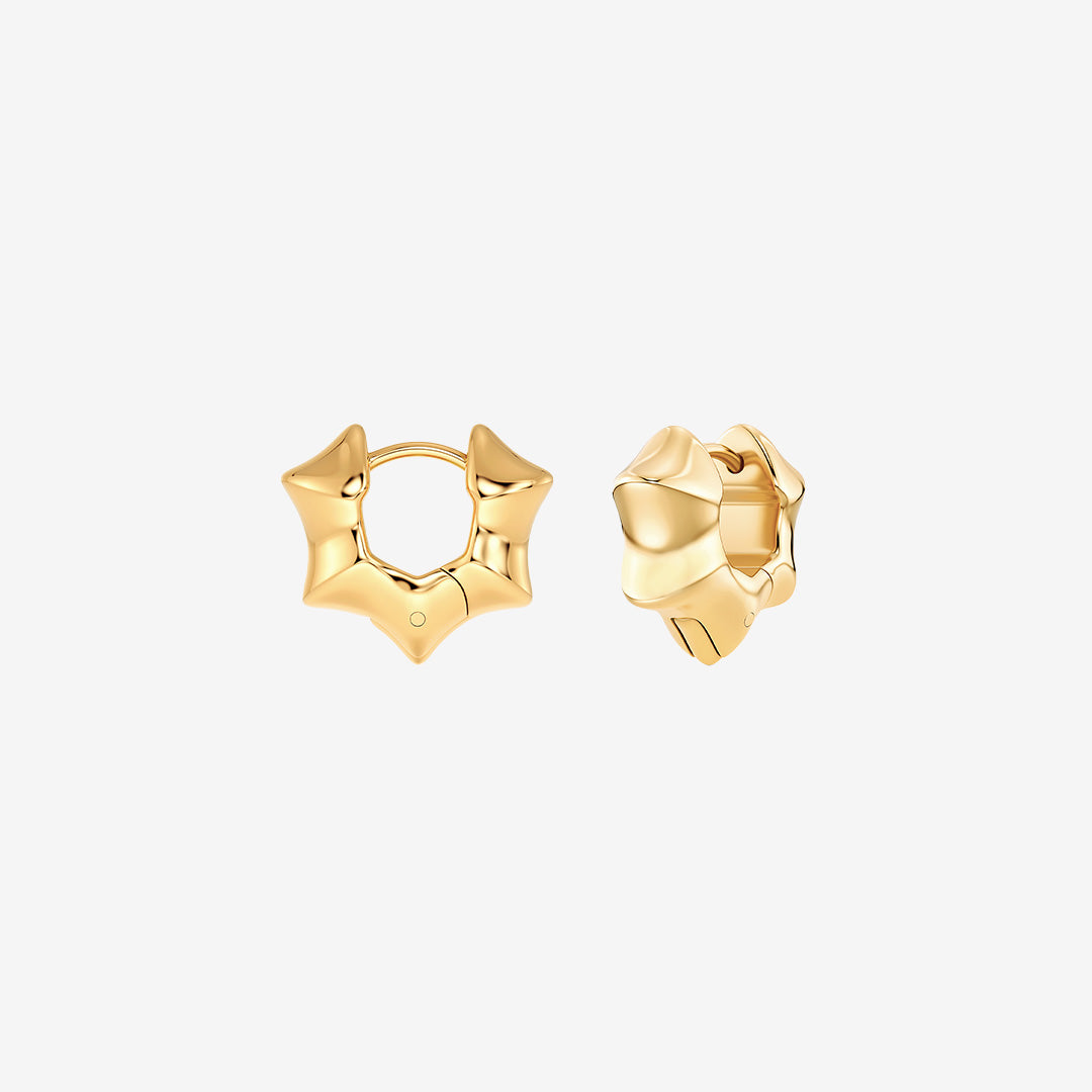 Cane multihoops i blank 14K guldplätering med bambumönster och rund design
