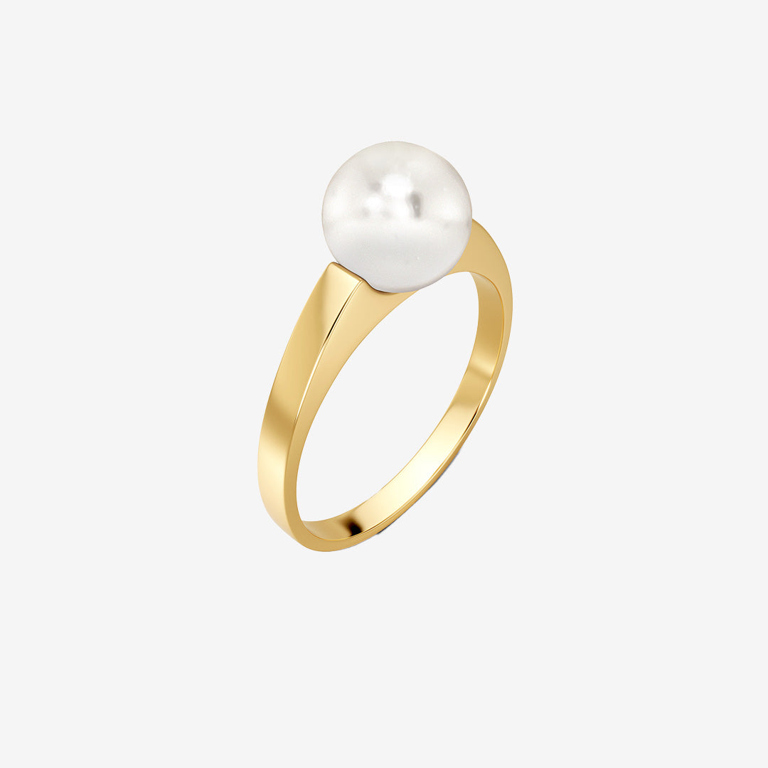 Gabrielle ring i blank 14K guldplätering med infälld pärlemorpärla