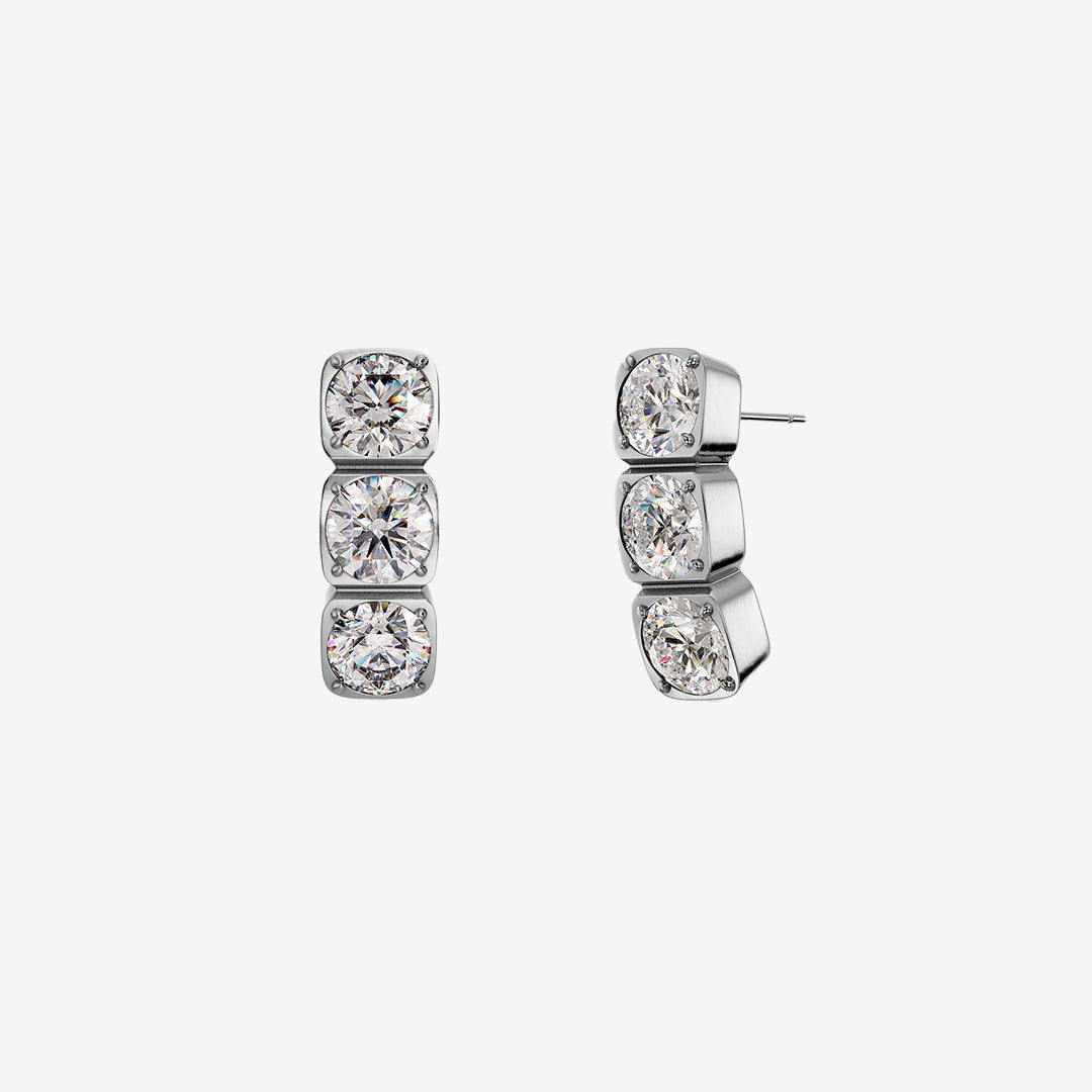 Gemma studs triple steel – små örhängen i stål med kubisk zirkonia