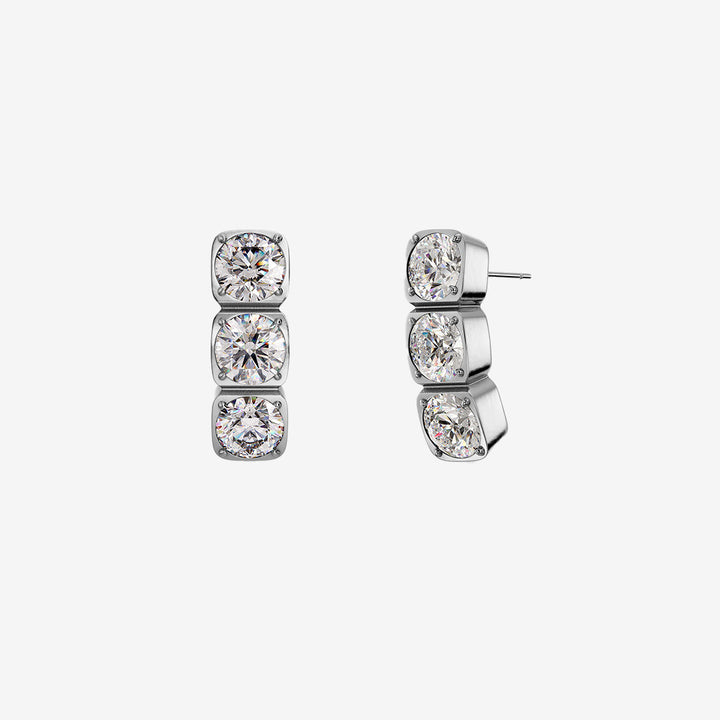 Gemma studs triple steel – små örhängen i stål med kubisk zirkonia