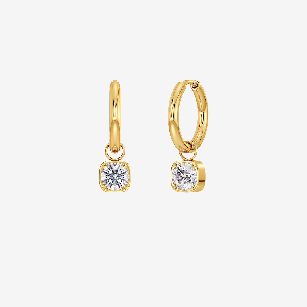 Gemma hoops gold – 14K guldpläterade hoops med avtagbar kubisk zirkonia