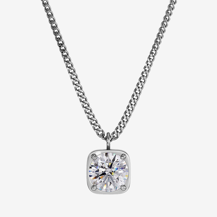 Gemma necklace steel – halsband i blankt rostfritt stål med kubisk zirkoniahänge