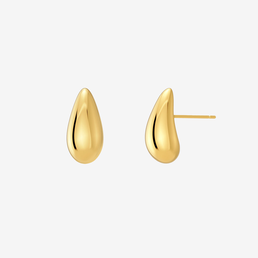 Harmony studs gold – droppformade studs i blank 14K guldplätering på rostfritt stål