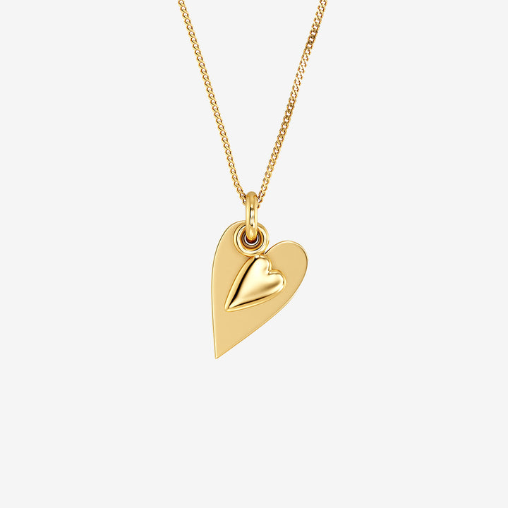 Heart to Heart halsband i 14K guldplätering med stort och litet hjärta, justerbar längd 42–45 cm