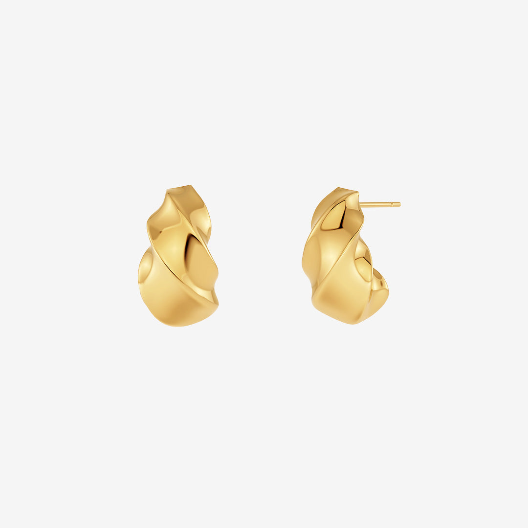 Helix studs gold – spiralformade studs i blank 14K guldplätering på rostfritt stål