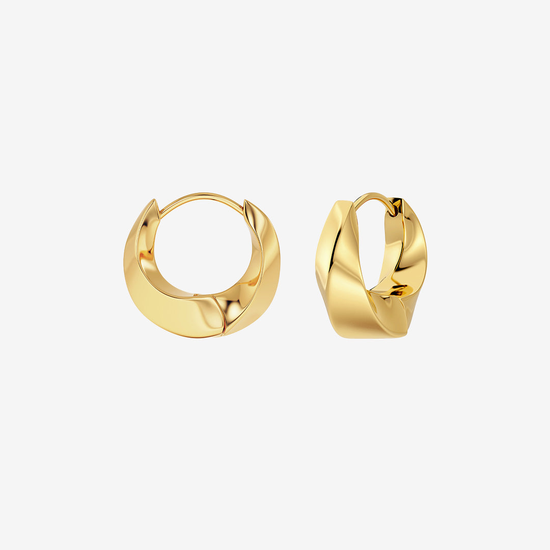 Helix hoops small gold – spiralformade små hoops i blank 14K guldplätering 
