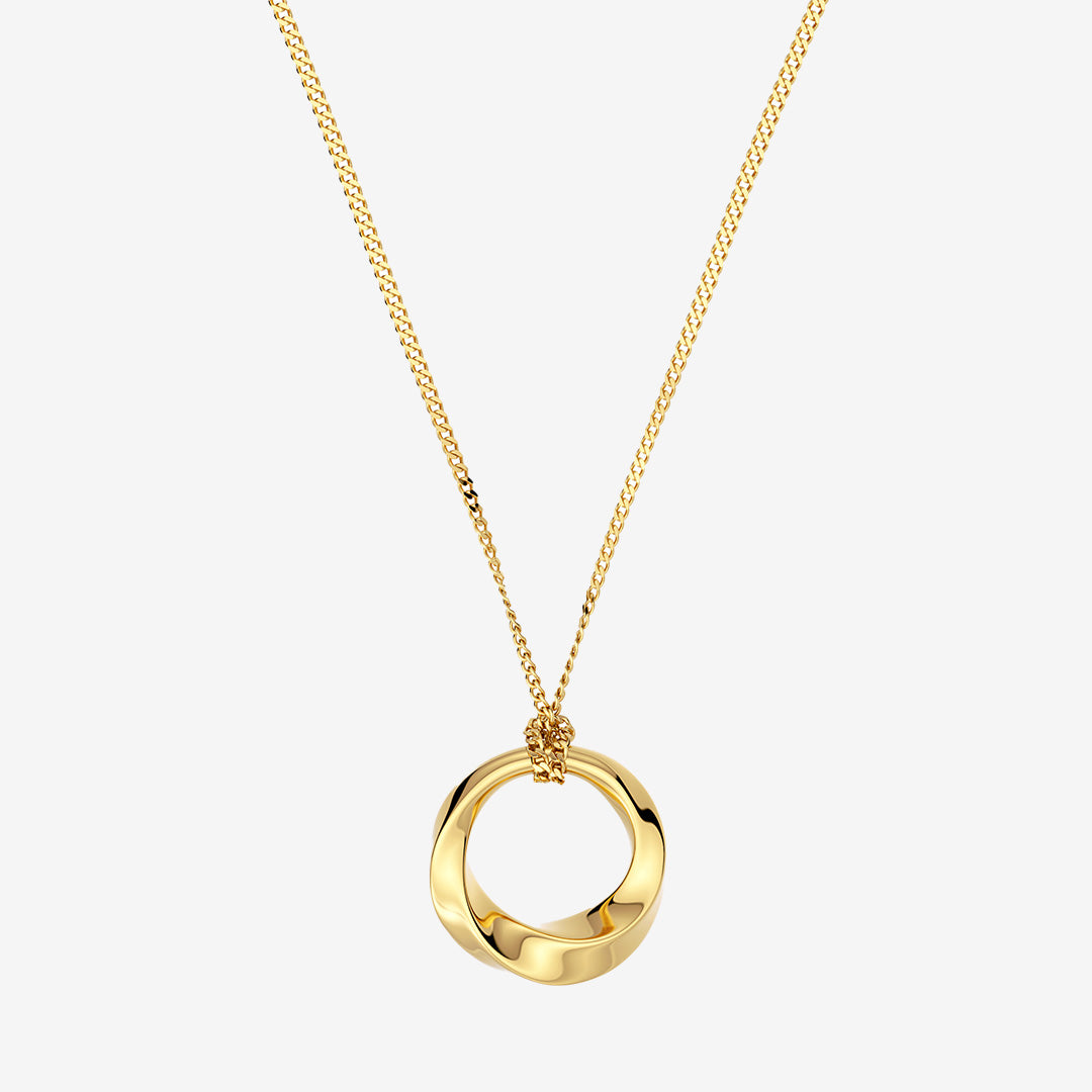 Helix necklace small gold – halsband med spiralformat hänge i 14K guldplätering och tvinnad kedja