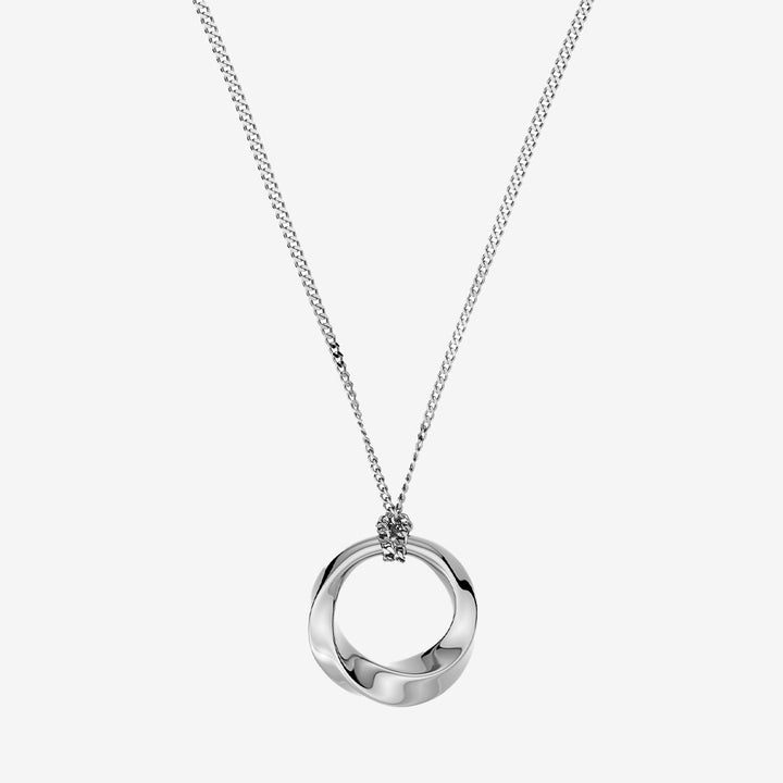 Helix necklace small steel – halsband med spiralformat hänge i blankt rostfritt stål och tvinnad kedja