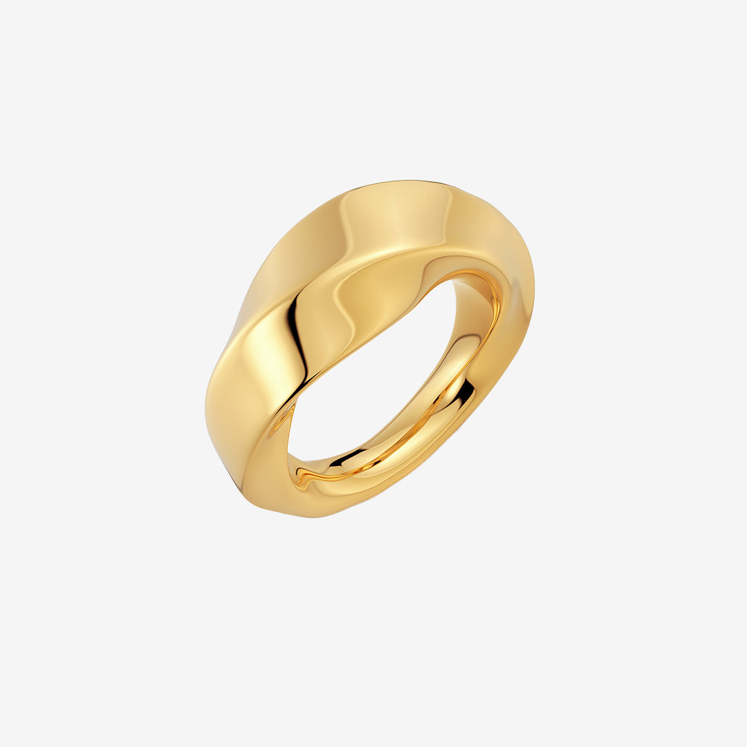 Helix ring gold – spiralformad ring i blank 14K guldplätering på rostfritt stål