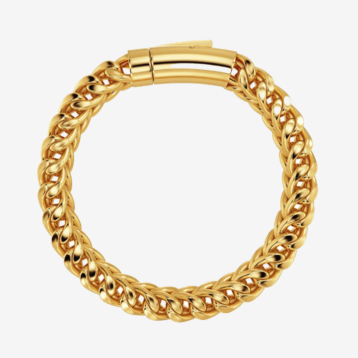 Spiga Chain Bracelet Gold, guldpläterat armband i rostfritt stål med kraftig kedja och böjt spänne