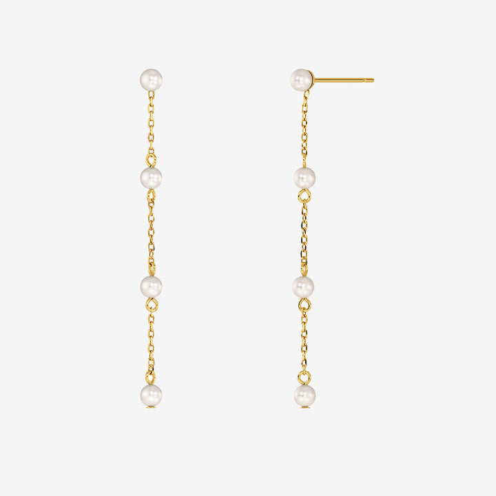Lilo långa örhängen i 14K guldplätering med pärlor och pärlemorpärla, längd 5 cm