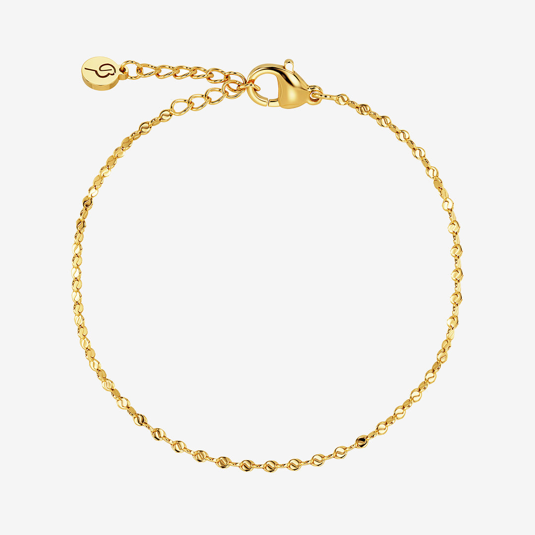 Rays armband i 14K guldplätering på rostfritt stål, bredd 1 mm, längd 15,5–18,5 cm