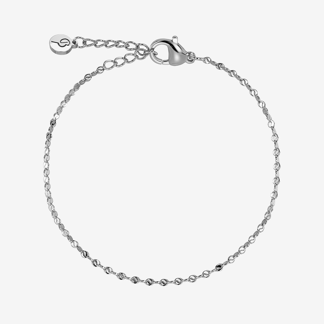 Rays armband i blankt rostfritt stål, bredd 1 mm, längd 15,5–18,5 cm