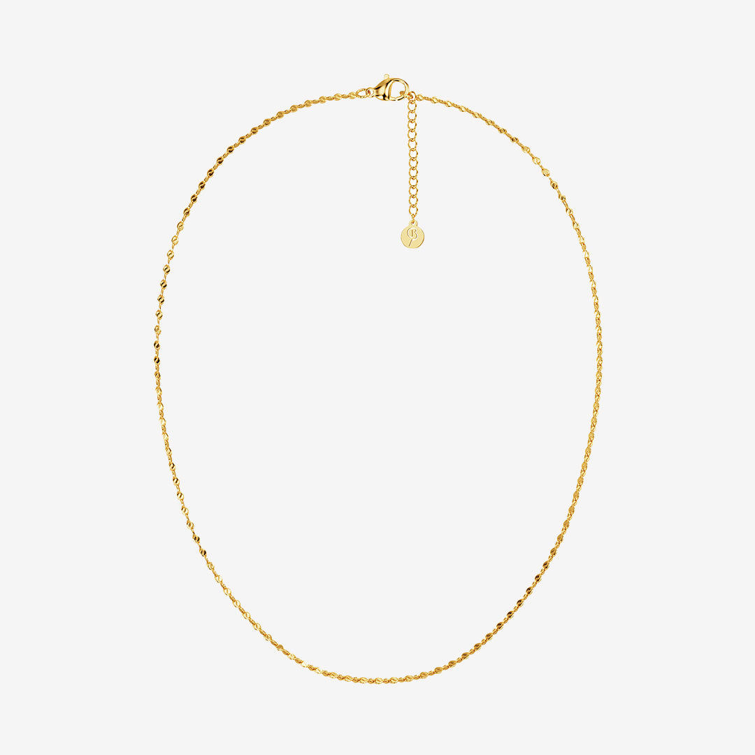 Rays halsband i 14K guldplätering på rostfritt stål, bredd 1 mm, längd 42–45 cm