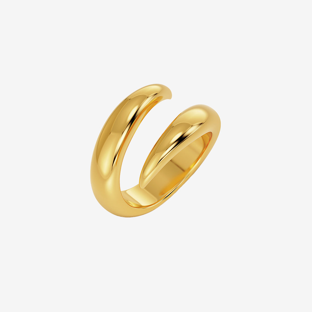 Spire ring i 14K guldplätering med omlottdesign, bredd 13 mm