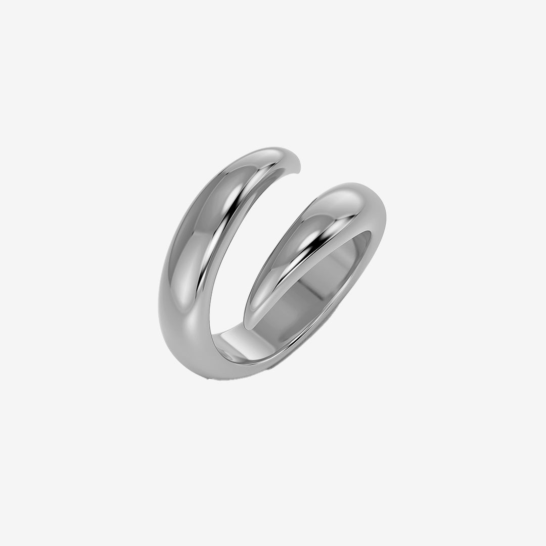 Spire ring i blankt rostfritt stål med omlottdesign, bredd 13 mm