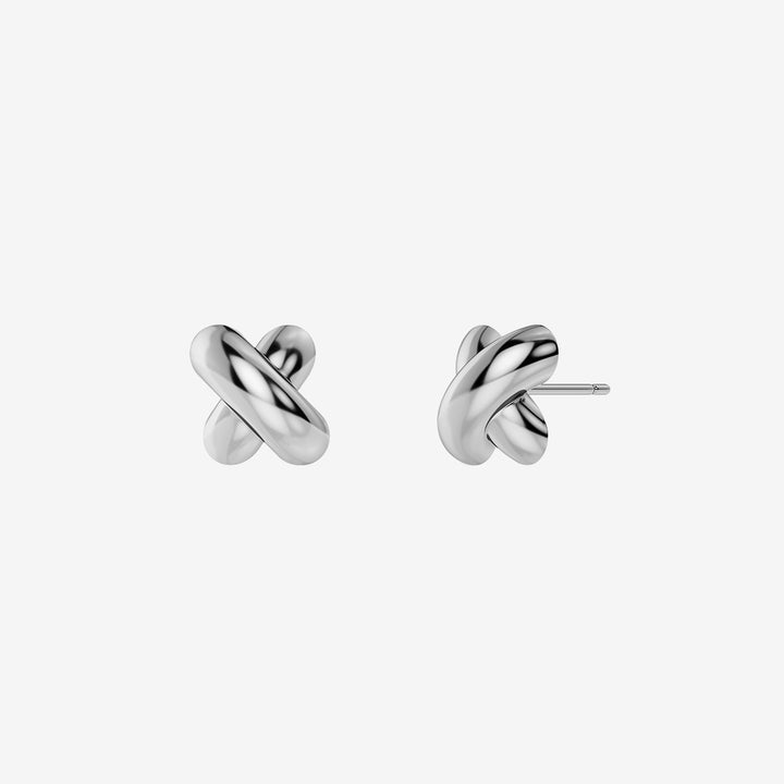 Alexa Studs S små örhängen i blankt rostfritt stål med skulptural design