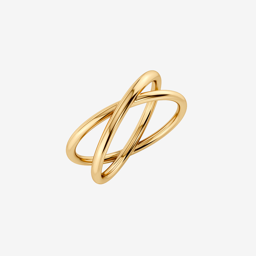 Alexa Ring S tunn ring i 14K guldplätering med skulptural design