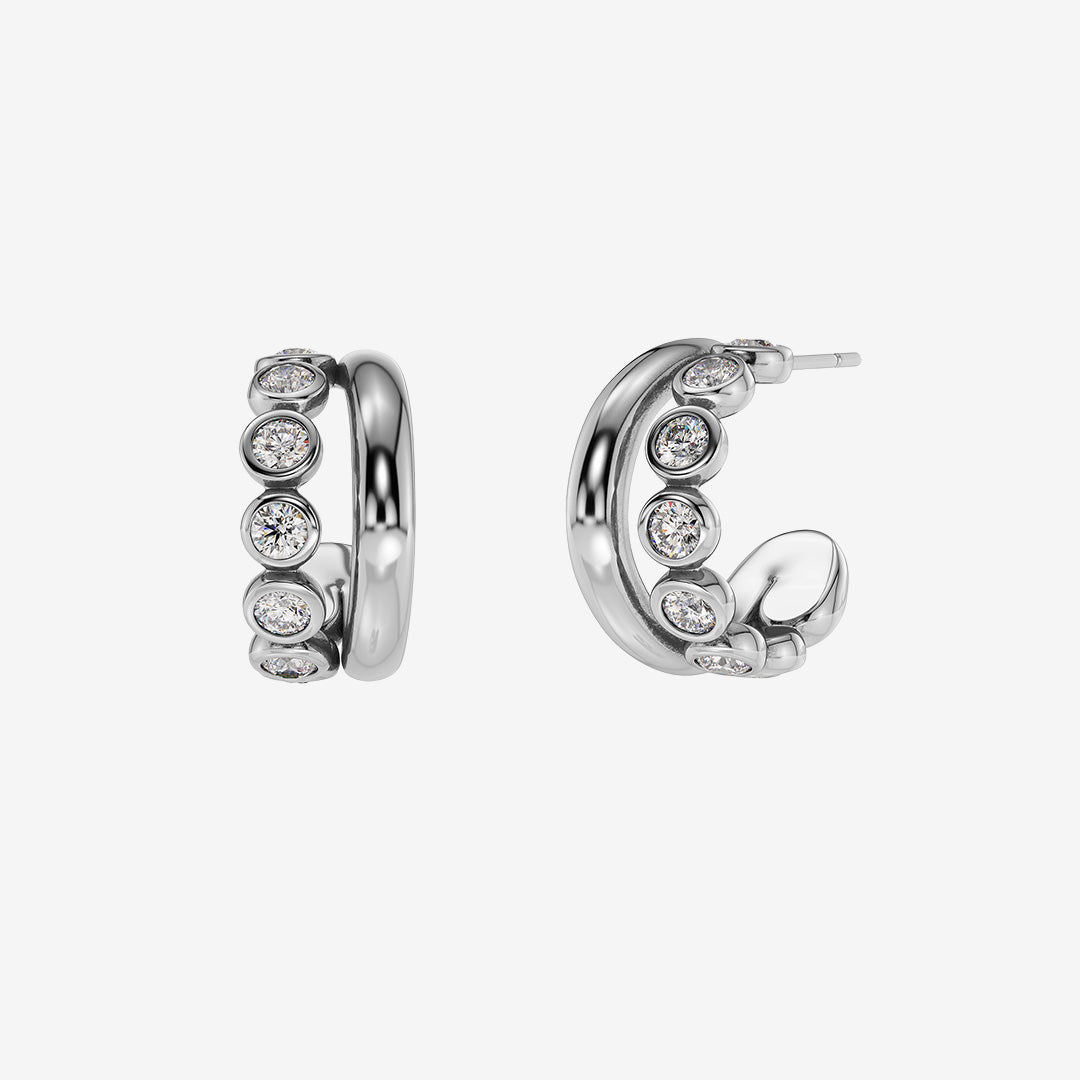 Grace Hoops L Steel stora hoops i rostfritt stål med glittrande stenar