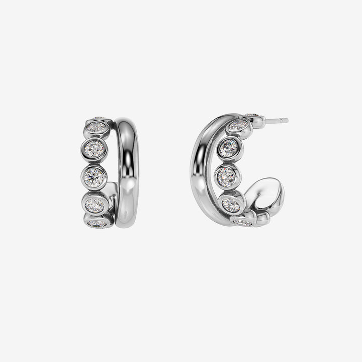 Grace Hoops L Steel stora hoops i rostfritt stål med glittrande stenar