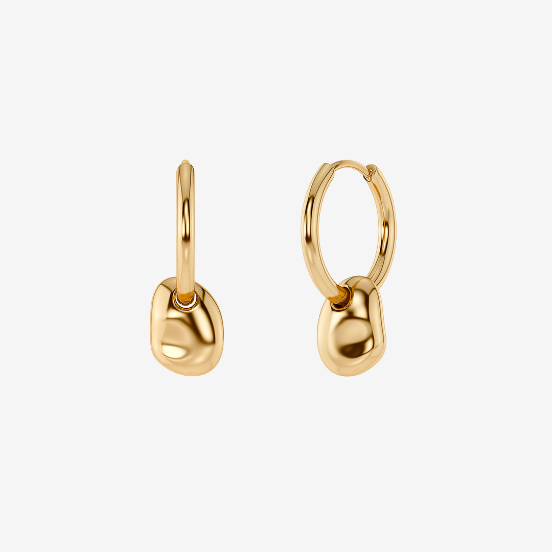 Leora Hoops Gold hoops i guldpläterat rostfritt stål med avtagbart hänge och oregelbunden sten