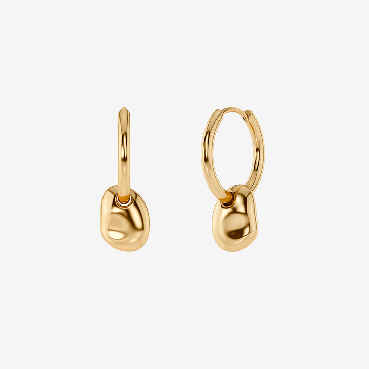 Leora Hoops Gold hoops i guldpläterat rostfritt stål med avtagbart hänge och oregelbunden sten