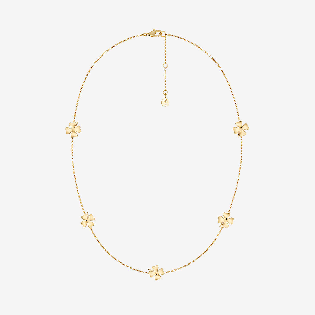 Lucky Mini Necklace Gold halsband i guldpläterat rostfritt stål med fem fyrklöver