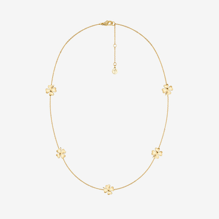 Lucky Mini Necklace Gold halsband i guldpläterat rostfritt stål med fem fyrklöver