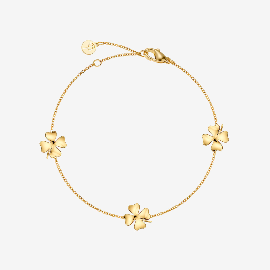 Lucky Mini Bracelet Gold armband i guldpläterat rostfritt stål med fyrklöver