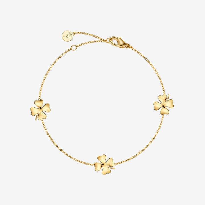 Lucky Mini Bracelet Gold armband i guldpläterat rostfritt stål med fyrklöver