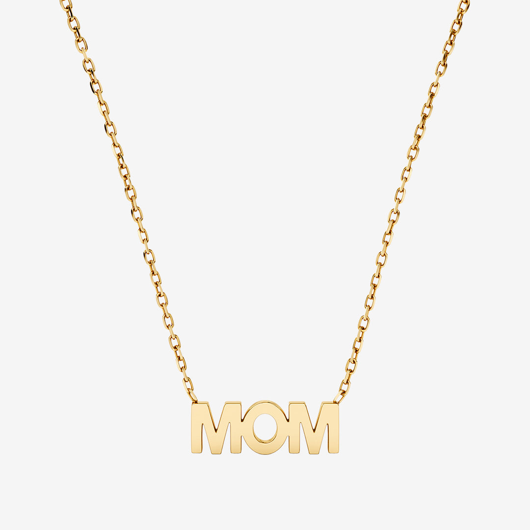 Guldpläterat MOM halsband med rund berlock och fasettslipad kedja i guld