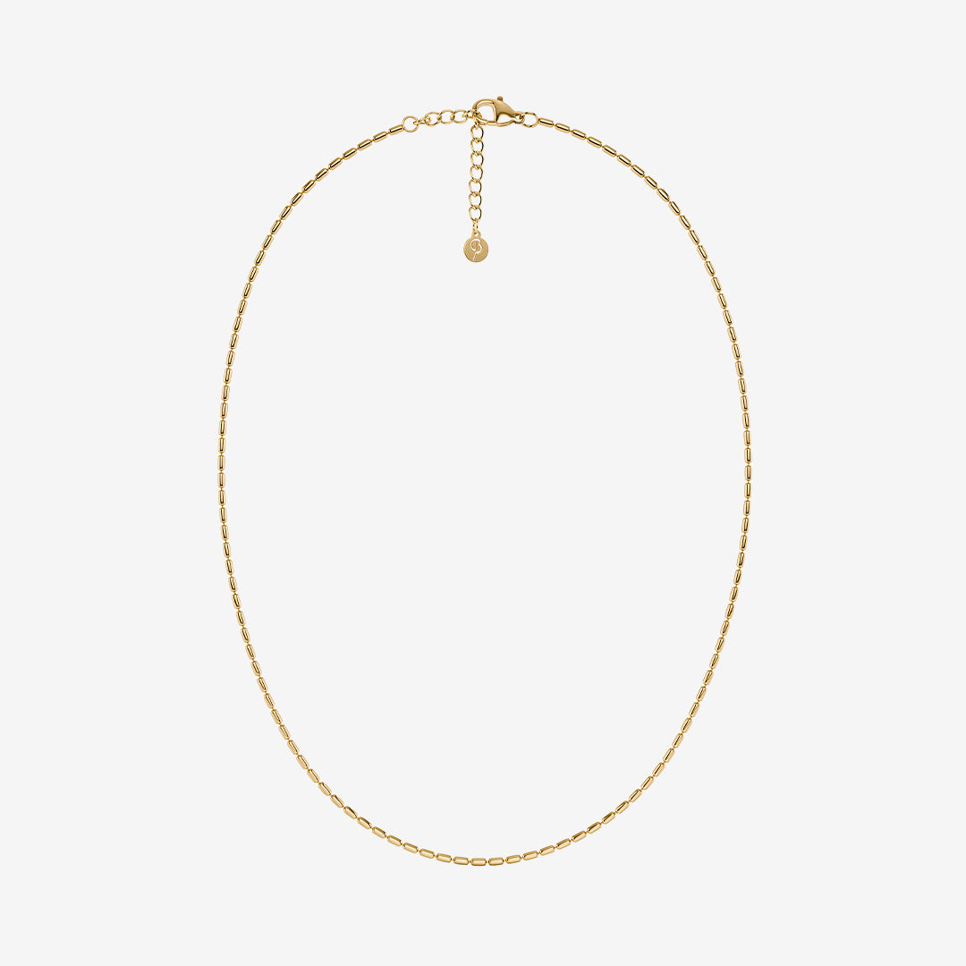 Guldpläterat halsband i rostfritt stål med rektangulära former – Seed Bead