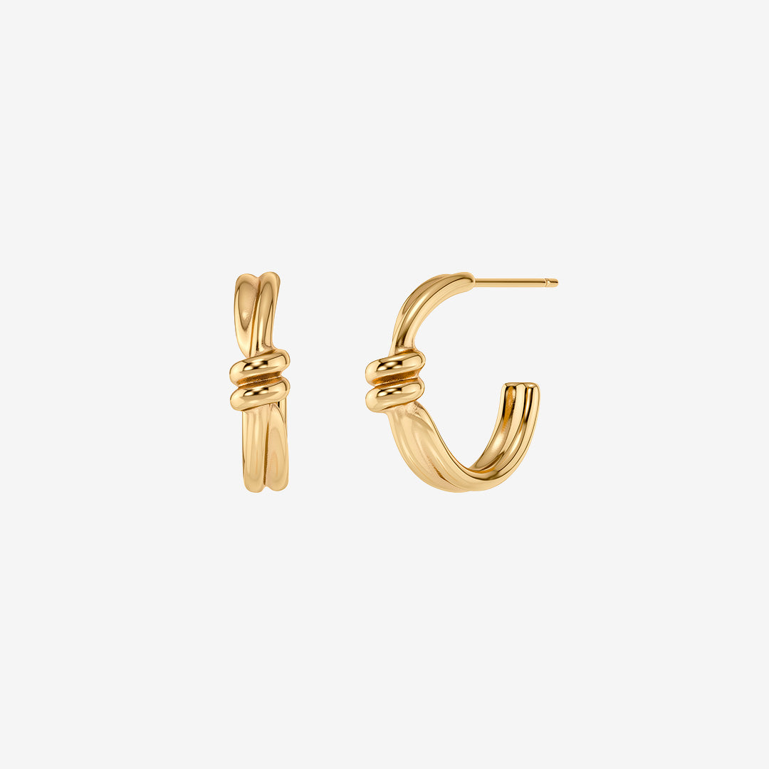 Guldpläterade hoops med spiralform och ovala pärlemorpärlor – Swivel